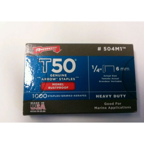 Arrow Fastener 504M1 Genuine T50 1/4-Inch Monel Rust Proof Staples 1,000-Pack Arrow Fastener 504M1 Genuine T50 1/4-Inch Monel Rust Proof Staples 1,000-Pack